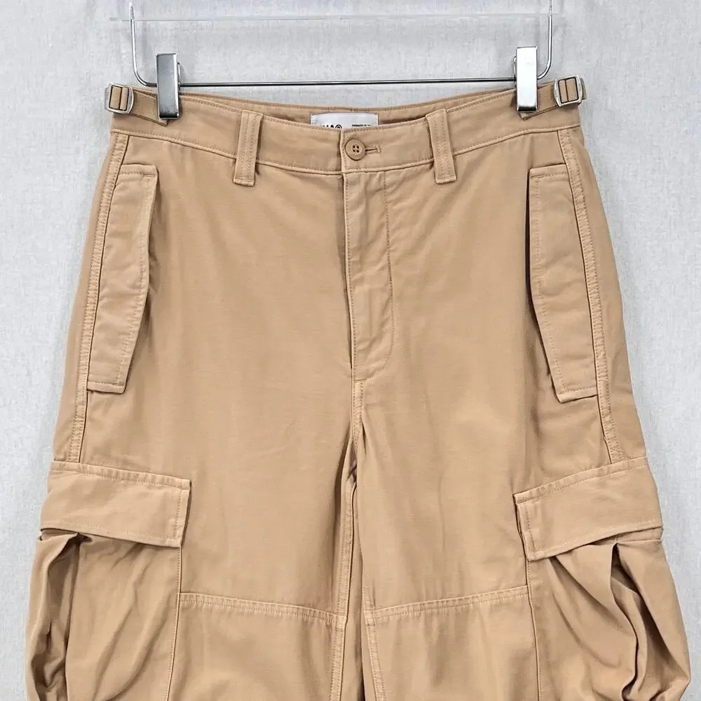 ARITZIA TNA Supply Cargo Pants Womens 6 Tan High Rise Wide Straight Leg Casual - Picture 7 of 16